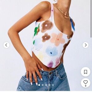 With Jean corset floral top